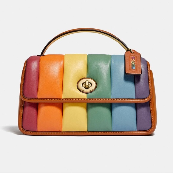 Coach Handbags - NWT Coach Turnlock Clutch 20 with Rainbow Quilting C4700    Leather Crossbody